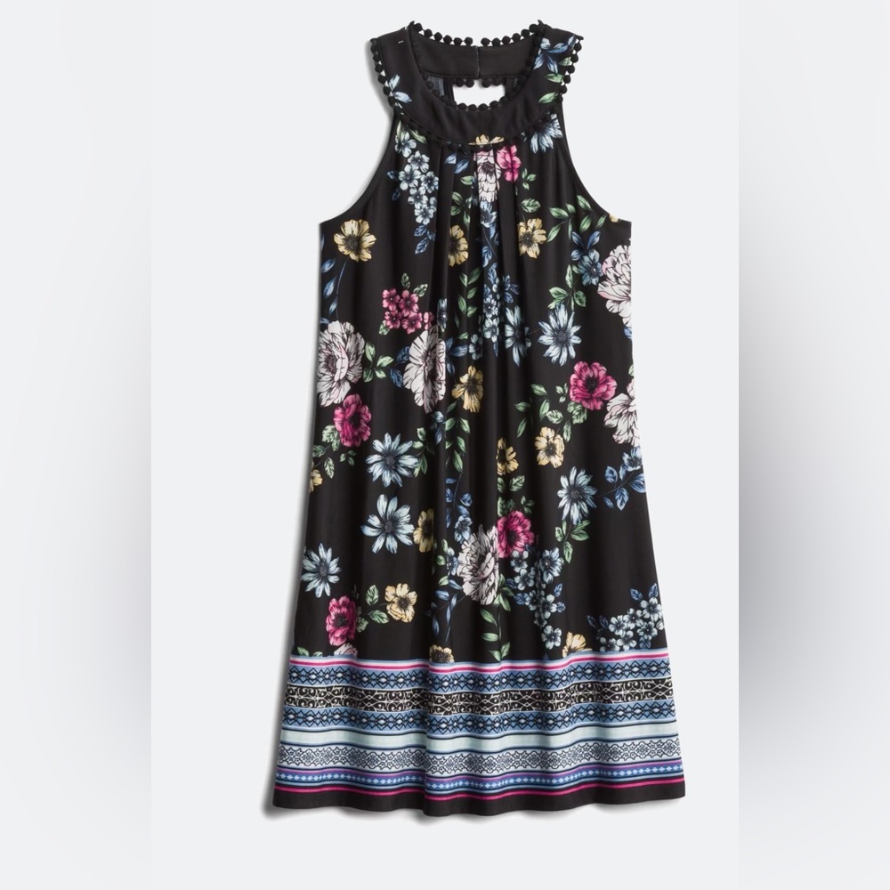 Girls Size M Stella & Sienna Serafina Halter Swing Floral Black Dress - Picture 4 of 4